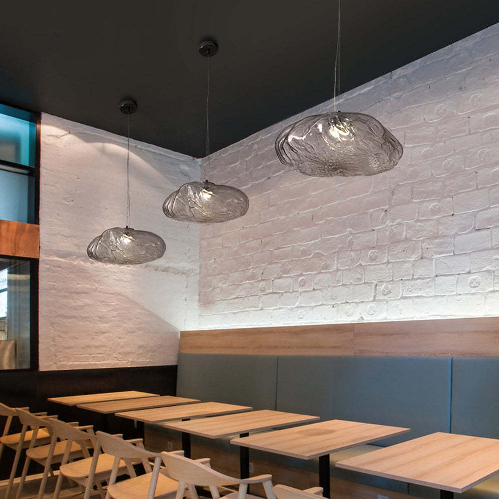 Minimalist Bubble Pendant Lights in a Restaurant Setting