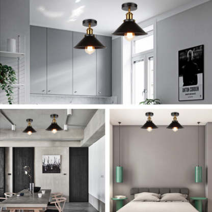 Alessio Industrial Ceiling Light in multiple interior settings