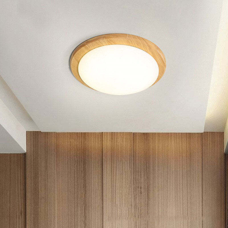 Ozawa Round Flush Mount Ceiling Light - Wood and Acrylic