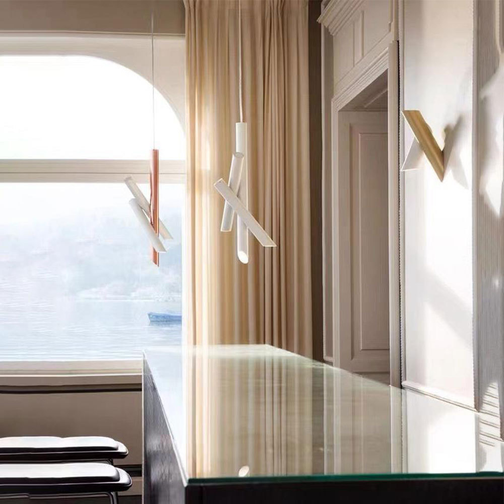 Hailie pendant lights in a modern interior with water view