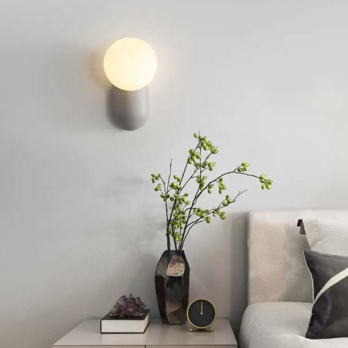 Hailie LED wall lamp in a bedroom setting