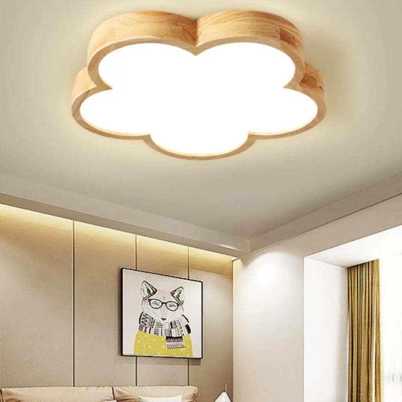 Modern wood flower-shaped flush mount ceiling light