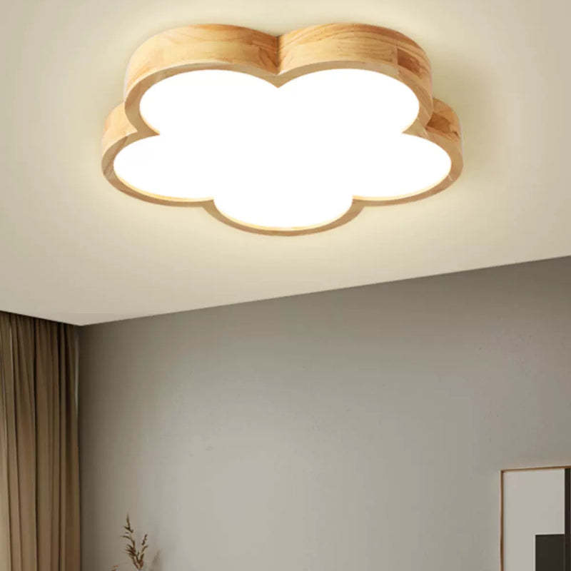 Freja Modern Flower Ceiling Light, Wood Fixture, Bedroom Decor