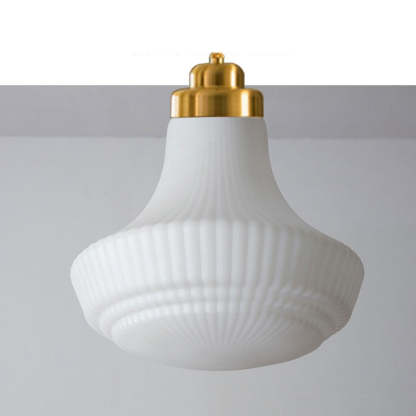 Hailie Retro Pendant Light - White Glass and Brass