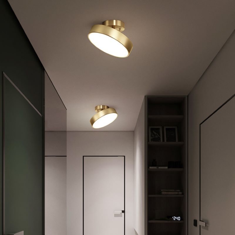 Gold Bella Flush Mount Ceiling Lights in Hallway