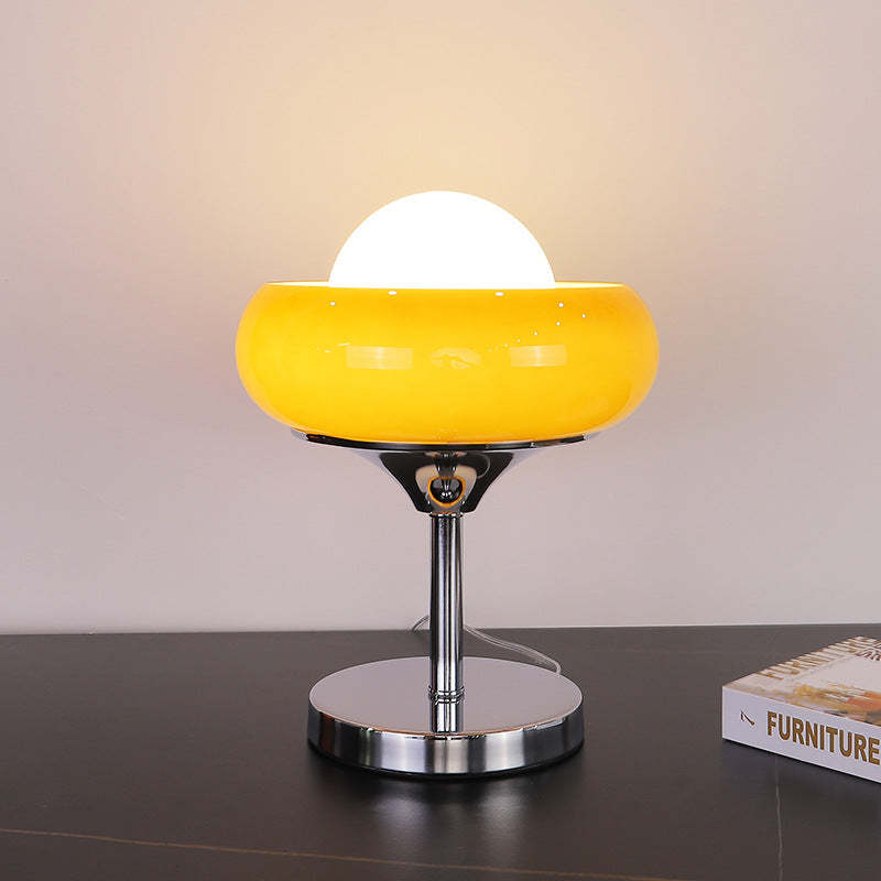 Modern Morandi table lamp with yellow glass shade