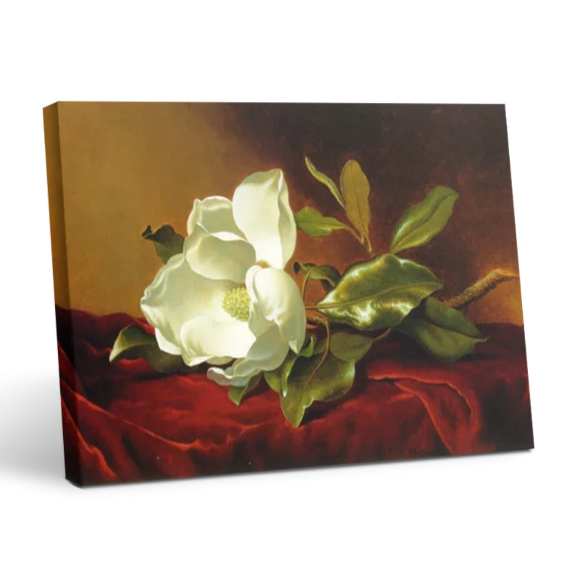Magnolia flower oil painting on red velvet for bedroom wall decor