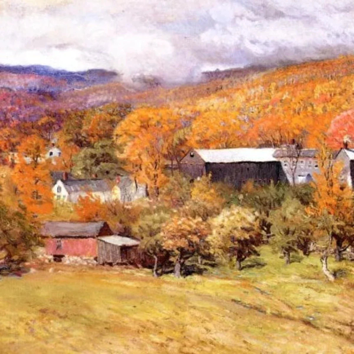 Autumn landscape oil painting, Ogunquit, Maine, canvas wall art