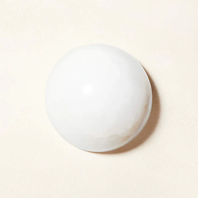 Jade Minimalist Round Alabaster Wall Lamp