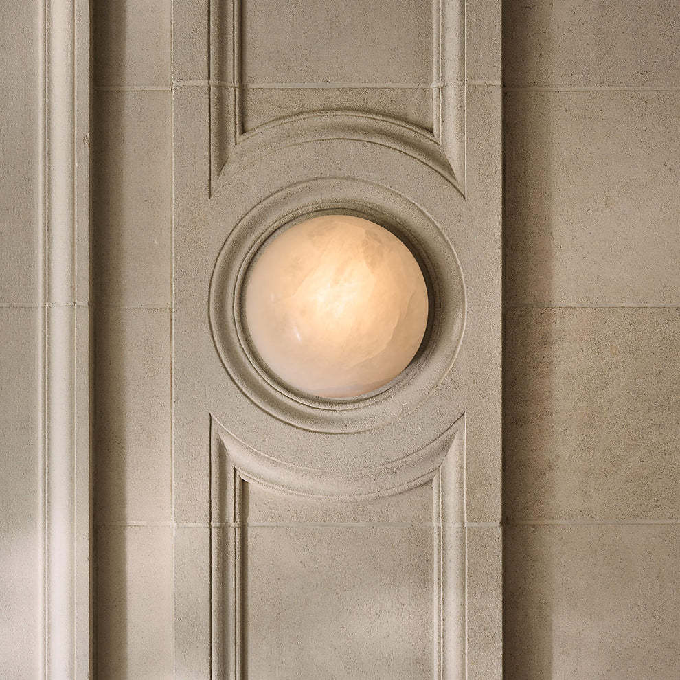 Jade Minimalist Round Alabaster Wall Lamp
