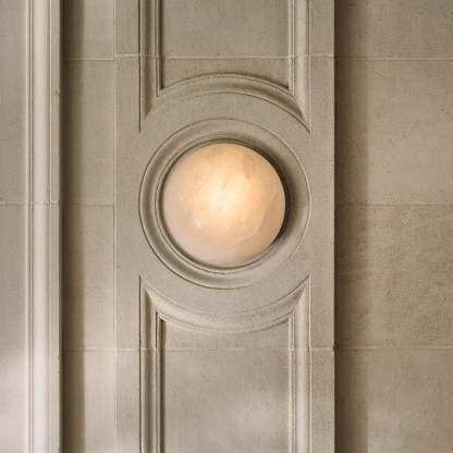 Jade Minimalist Round Alabaster Wall Lamp