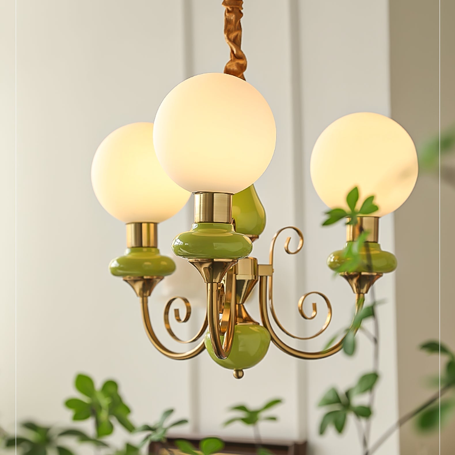Valentina Modern Chandelier with Green Accents