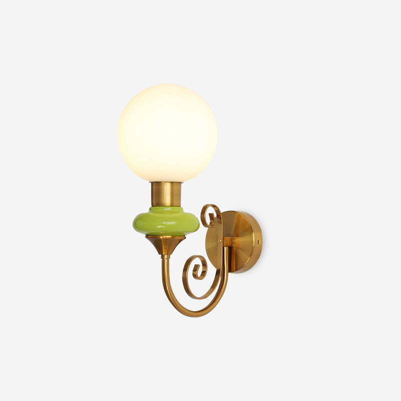 Valentina Vintage Wall Lamp with Green Accent