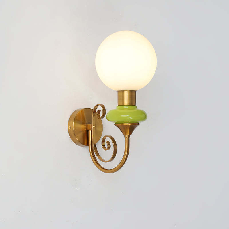 Valentina vintage wall lamp with green and brass details