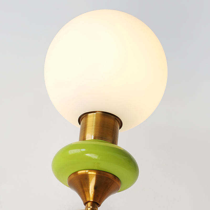 Valentina Vintage Wall Lamp, globe glass and green accents