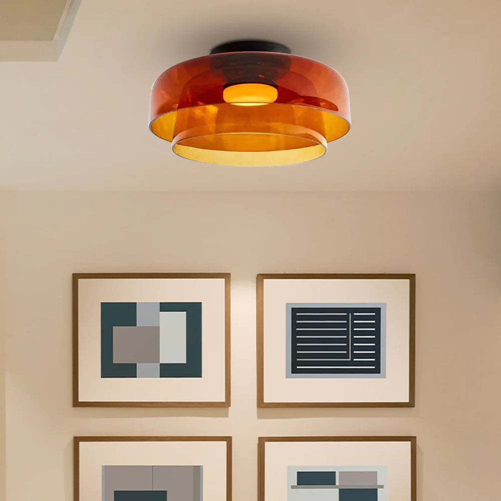 Morandi Orange Flush Mount Ceiling Light in Living Room