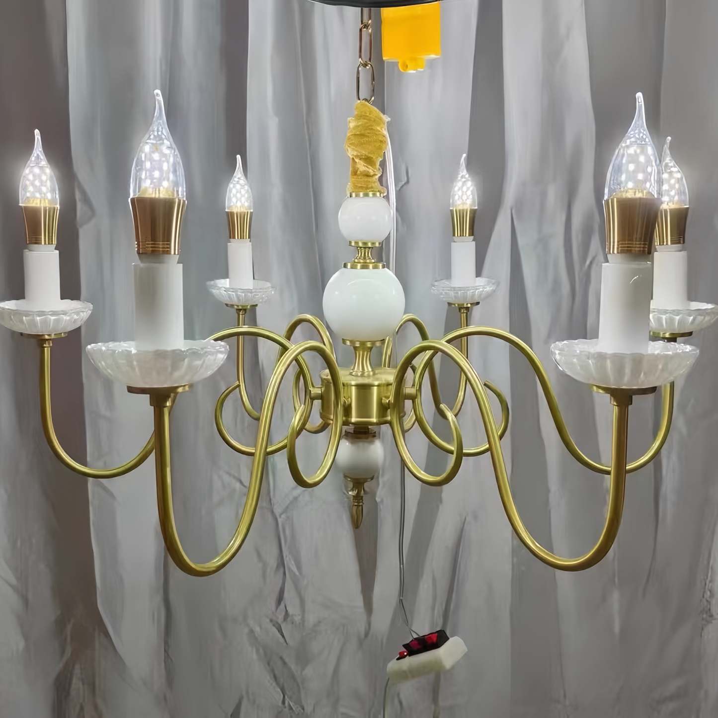 Vintage LED Chandelier in Brass Finish