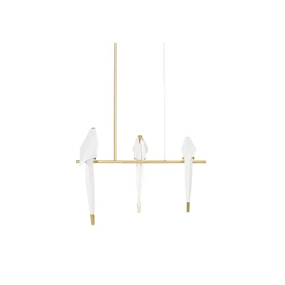 Orr Natural Acrylic Metal Gold Pendant Light Bedroom Living Room