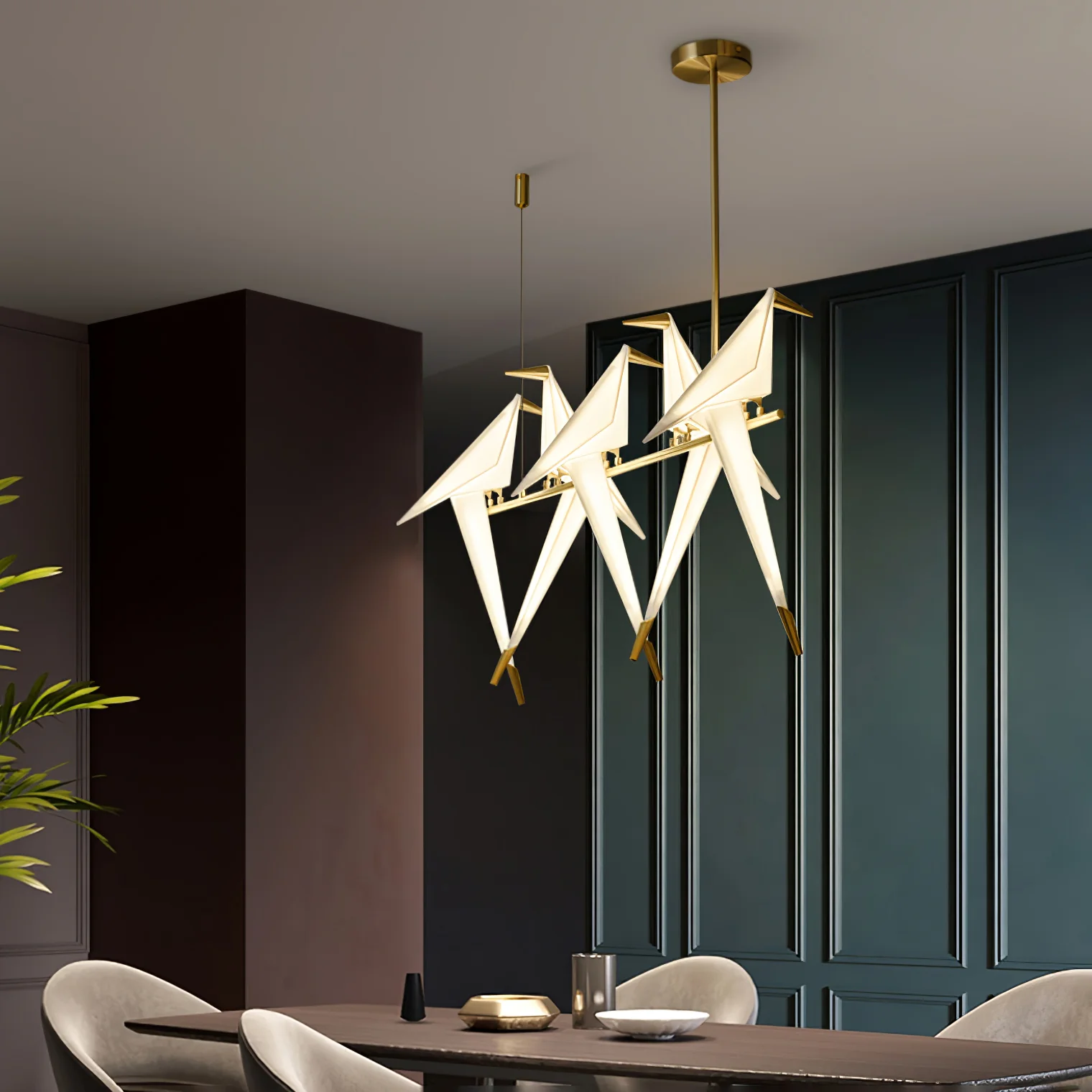 Orr Natural Acrylic Metal Gold Pendant Light Bedroom Living Room