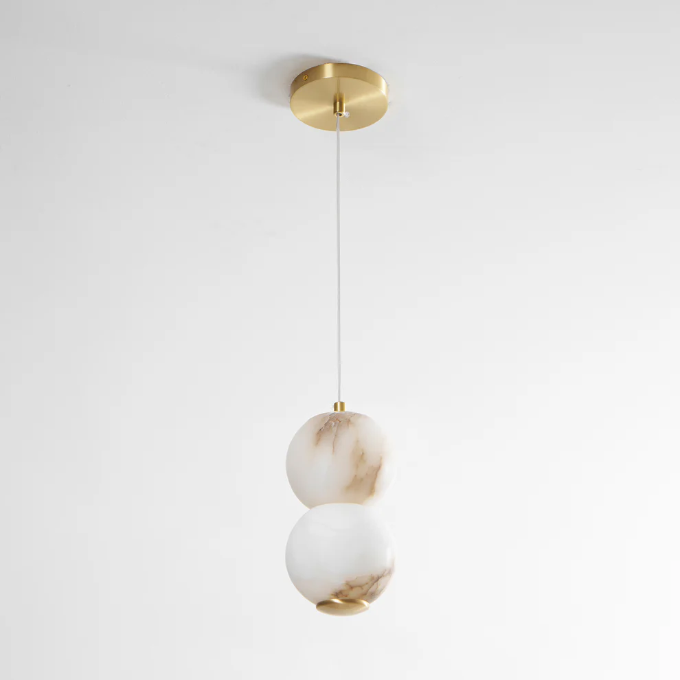 Jade Modern Round Metal Alabaster Pendant Light Shades Bedroom