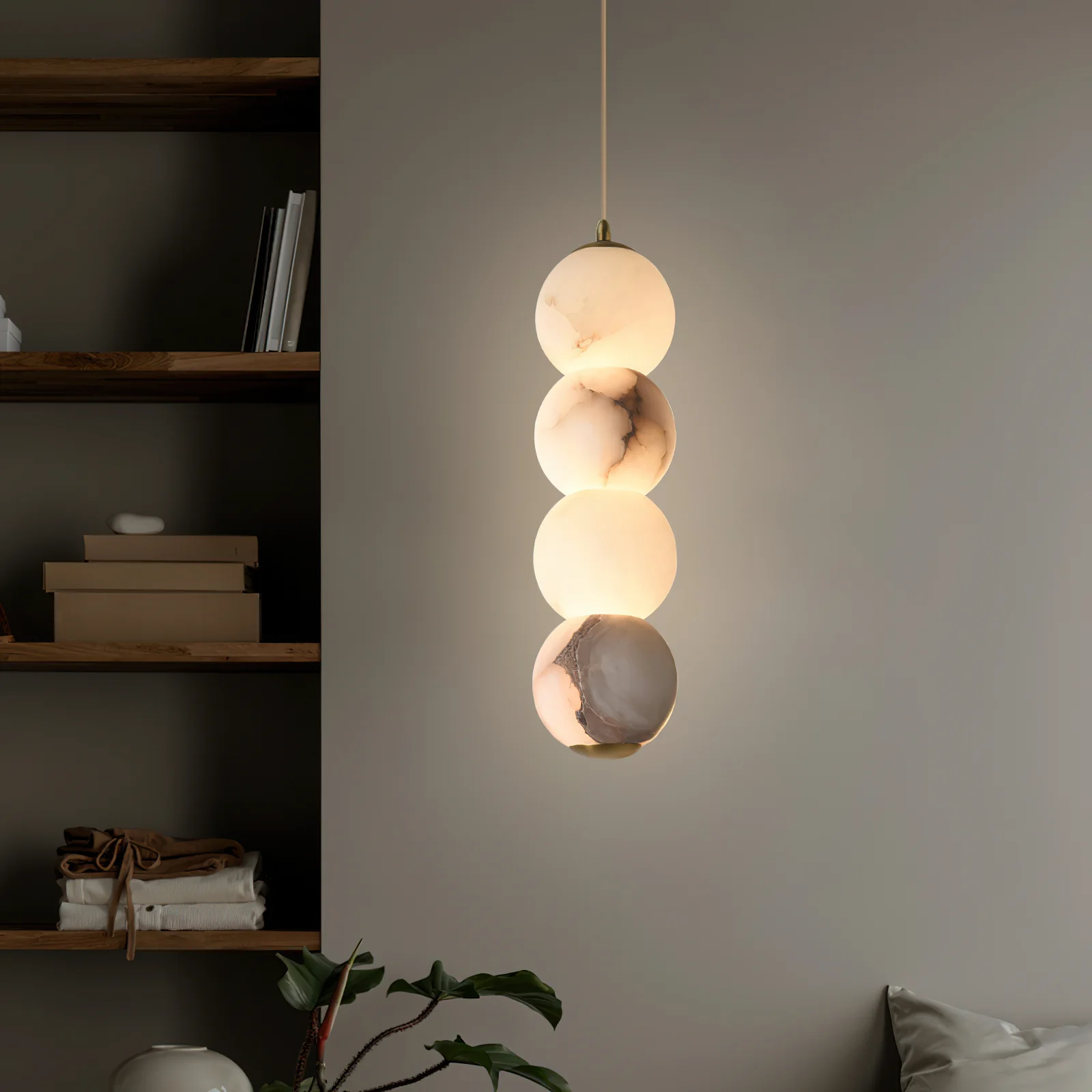Pearl Pendant Light with Alabaster Orbs