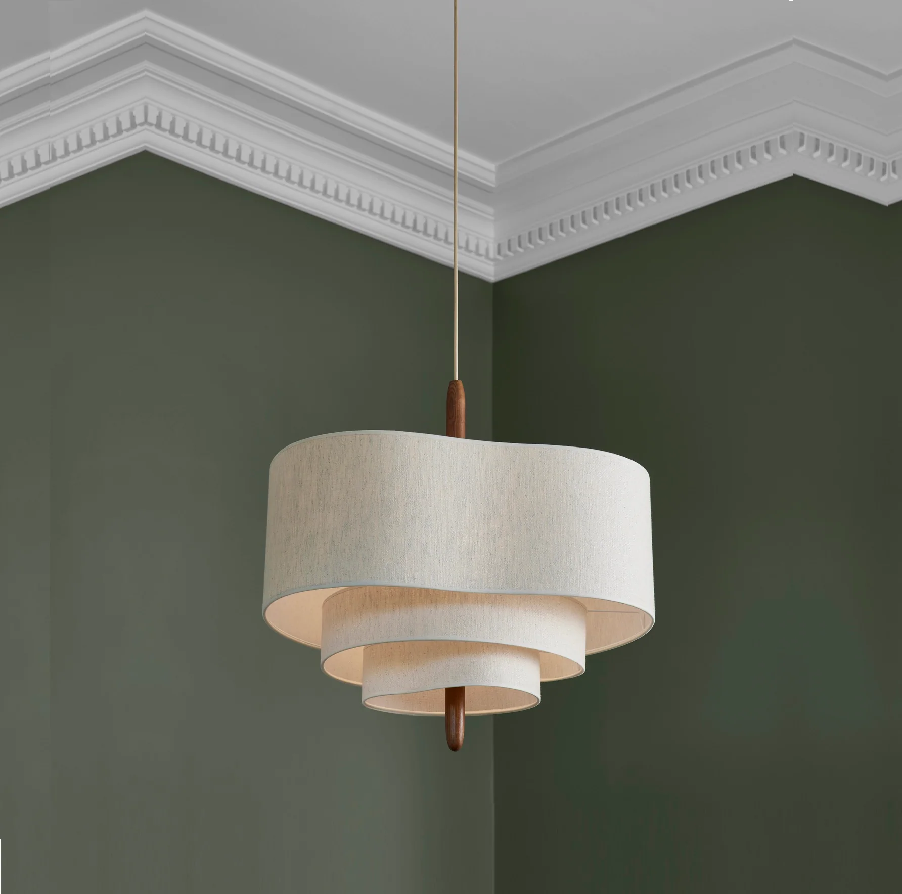 Pebble Pendant Light in Room Corner - Modern fabric lighting fixture