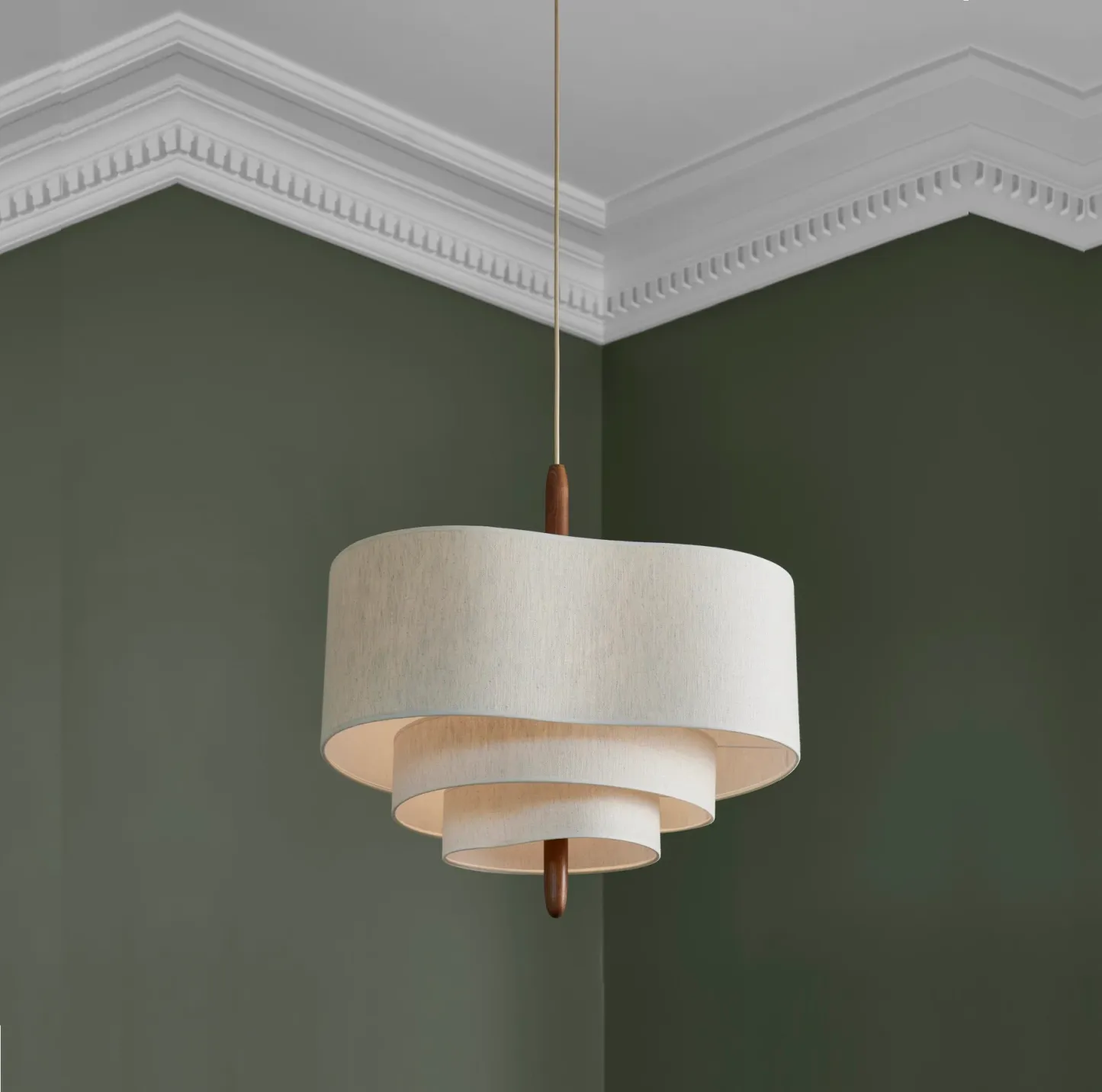 Pebble Pendant Light in Room Corner - Modern fabric lighting fixture