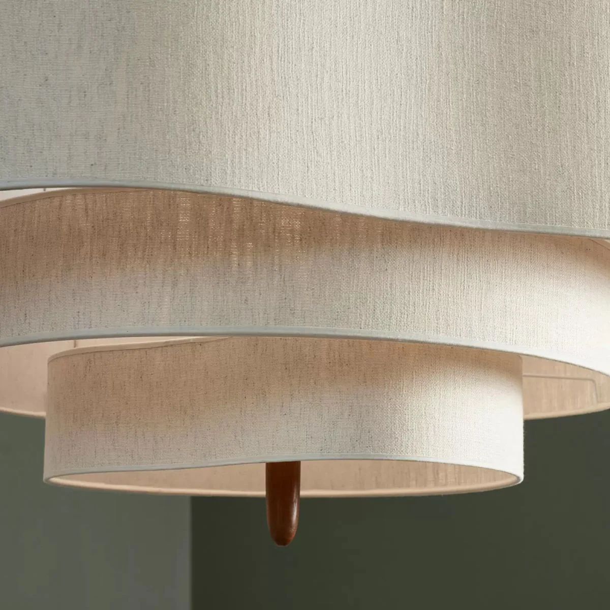 Modern fabric pendant light with wooden detail