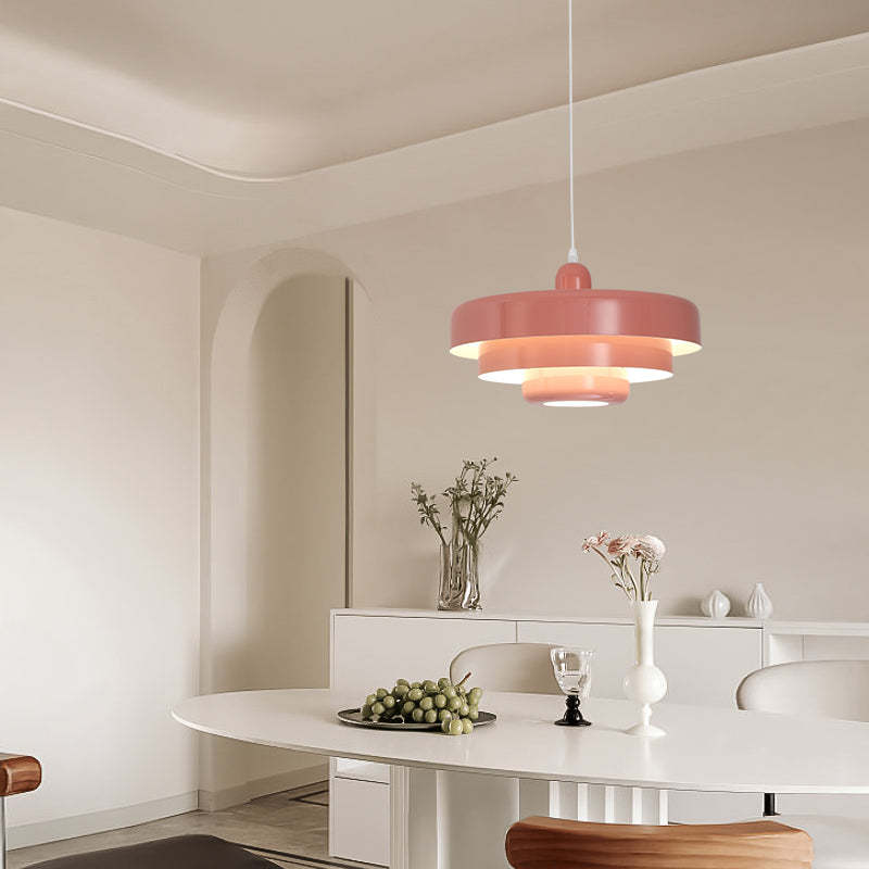 Pink Morandi Pendant Light above dining table