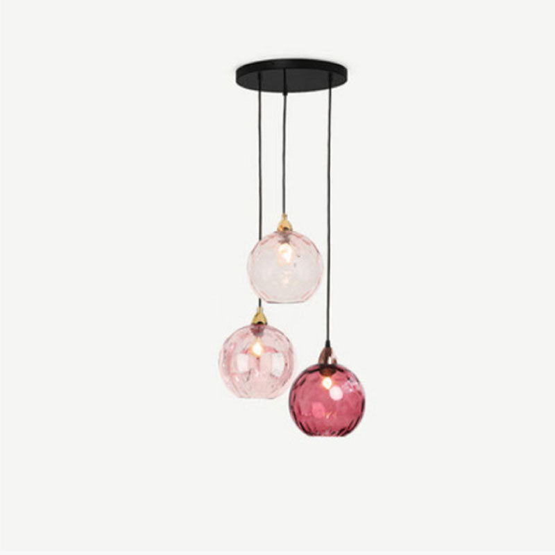 Pink Water Ripple Glass Pendant Light Cluster