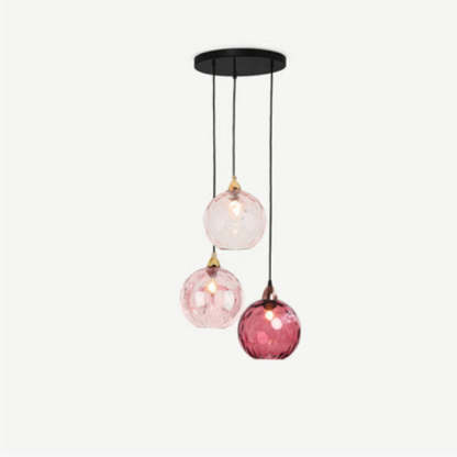 Pink Water Ripple Glass Pendant Light Cluster