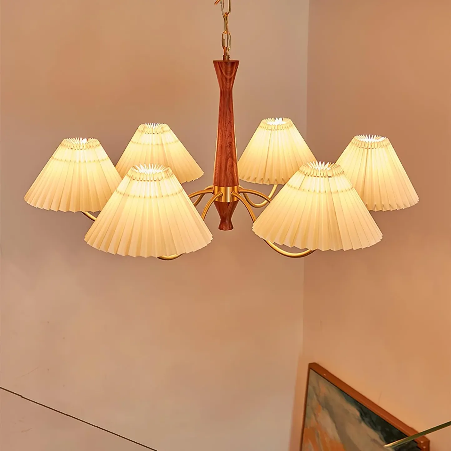 Valentina Vintage Pleated Fabric Chandelier Shades Living Dining Room