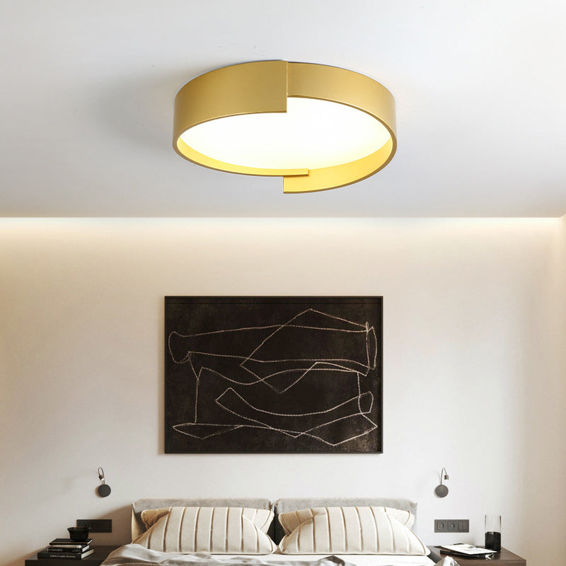 Golden Quinn Round Flush Mount Ceiling Light in bedroom