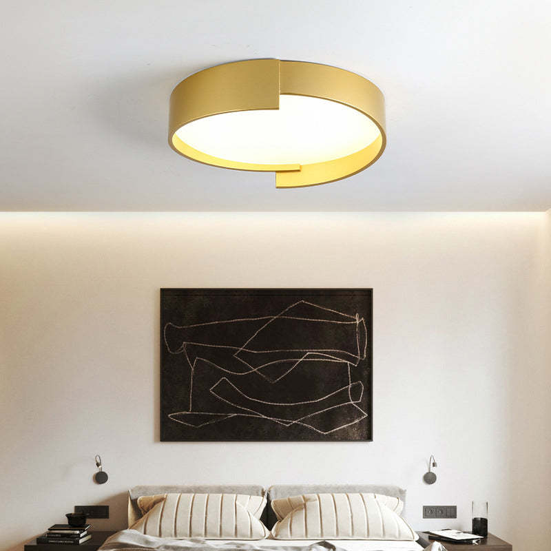 Golden Quinn Round Flush Mount Ceiling Light in bedroom
