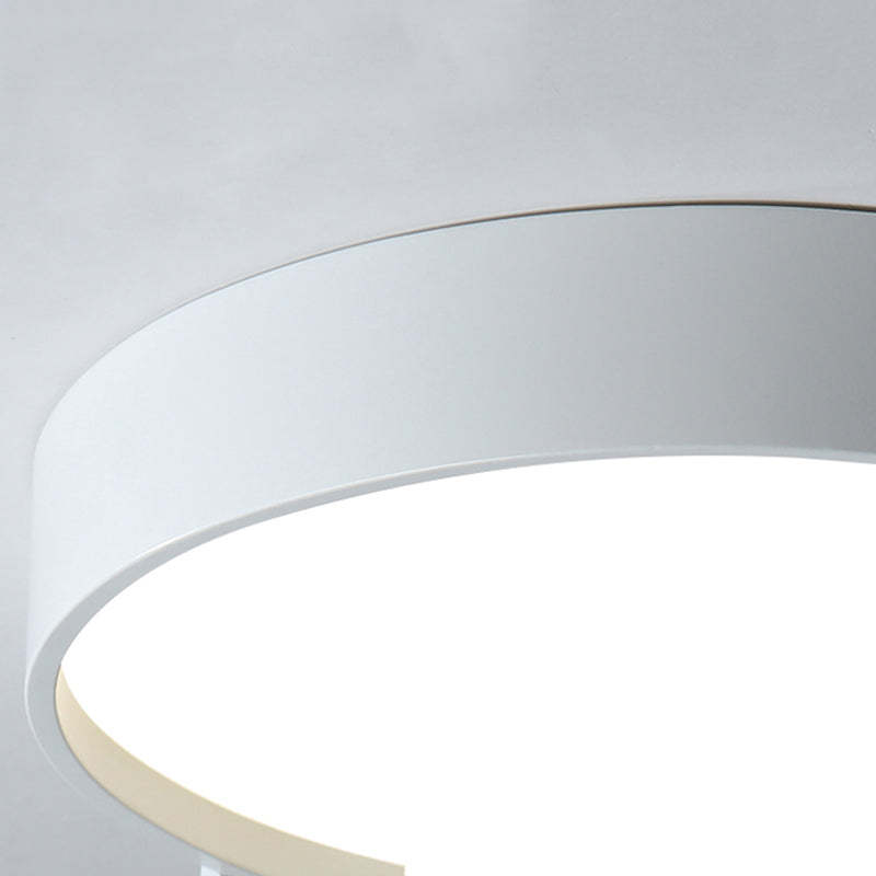Quinn Modern Round Flush Mount Ceiling Light - Close up detail, white