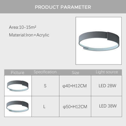 Quinn Modern Round Flush Mount Ceiling Light - Product parameters