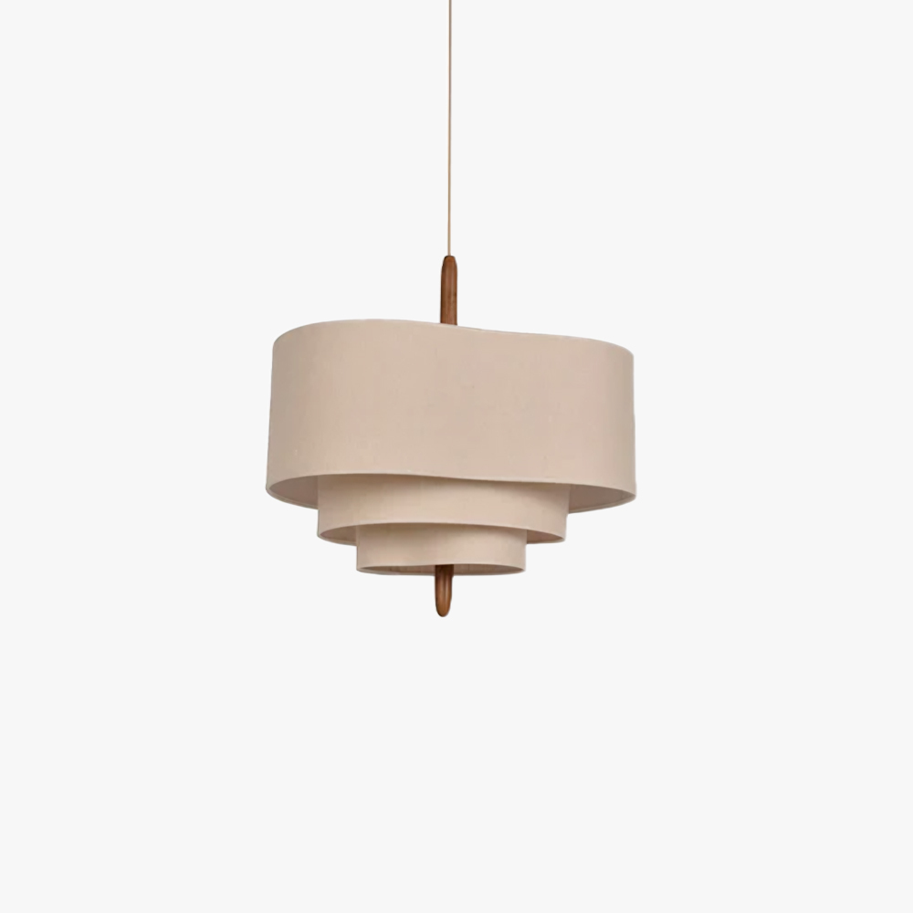 Renée Modern Pebble Fabric Pendant Light - Beige fabric pendant for bedroom or dining room