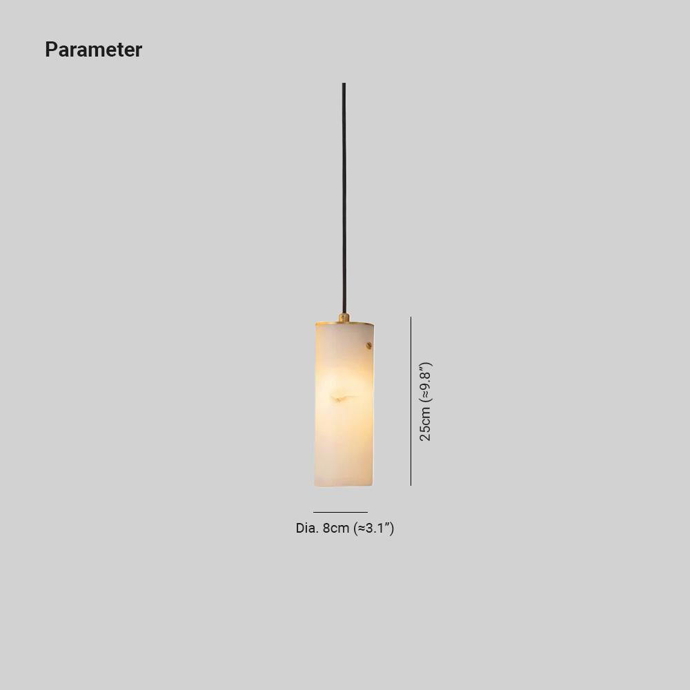 Ozawa Pendant Light Dimensions - 25cm Stone Tube, Dia 8cm