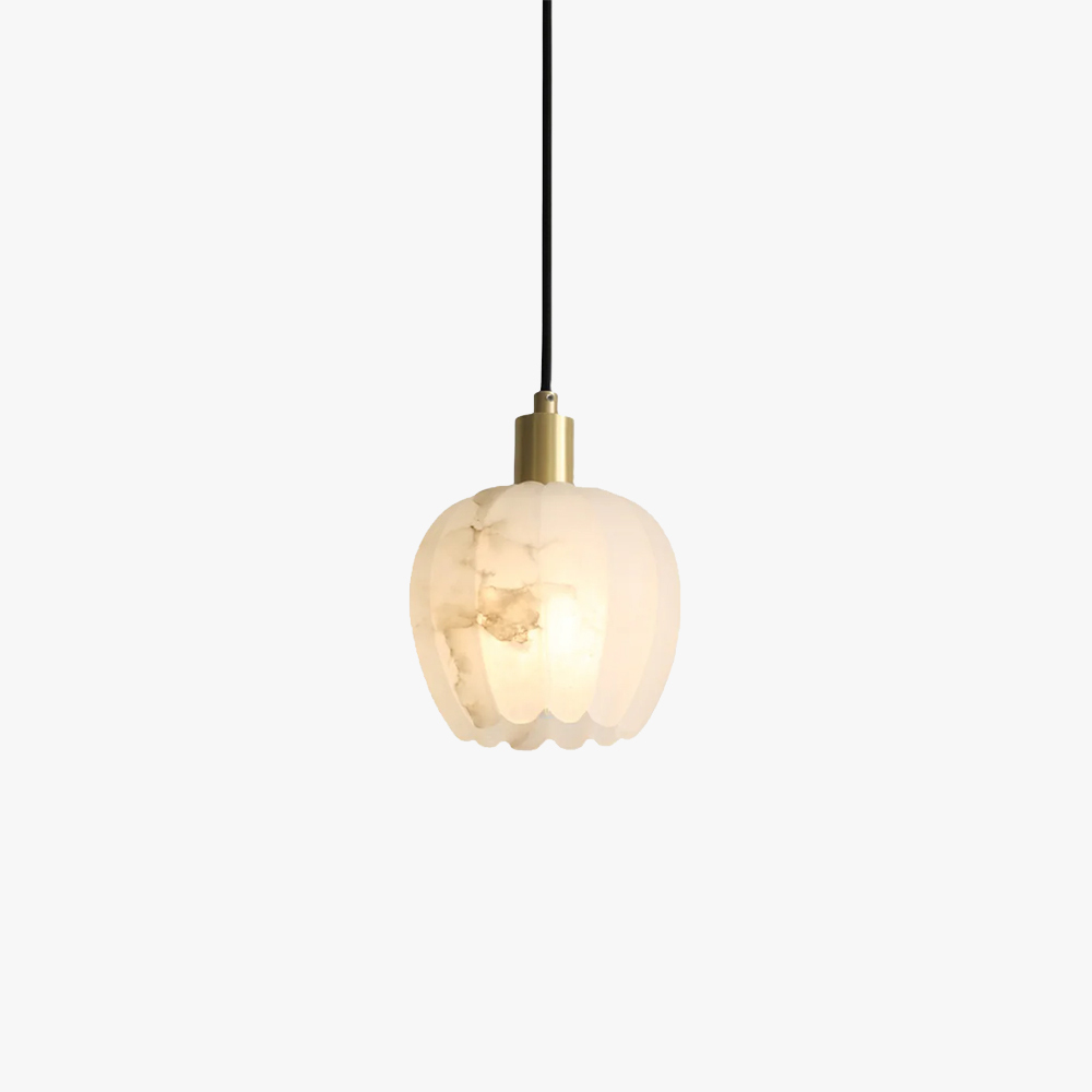 Ozawa Modern Round Flower Metal Resin Pendant Light, alabaster shade