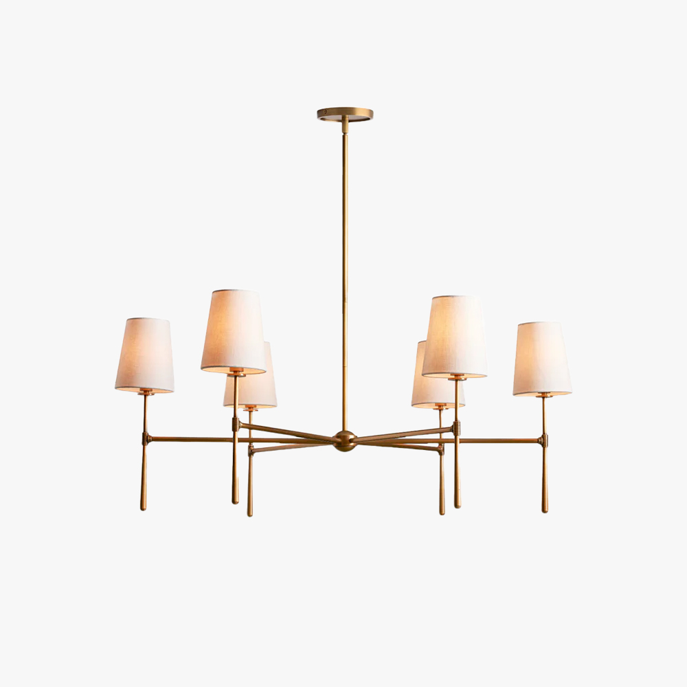Alessio Vintage Classical Brass Fabric Pendant Light Shades Living Dining Room