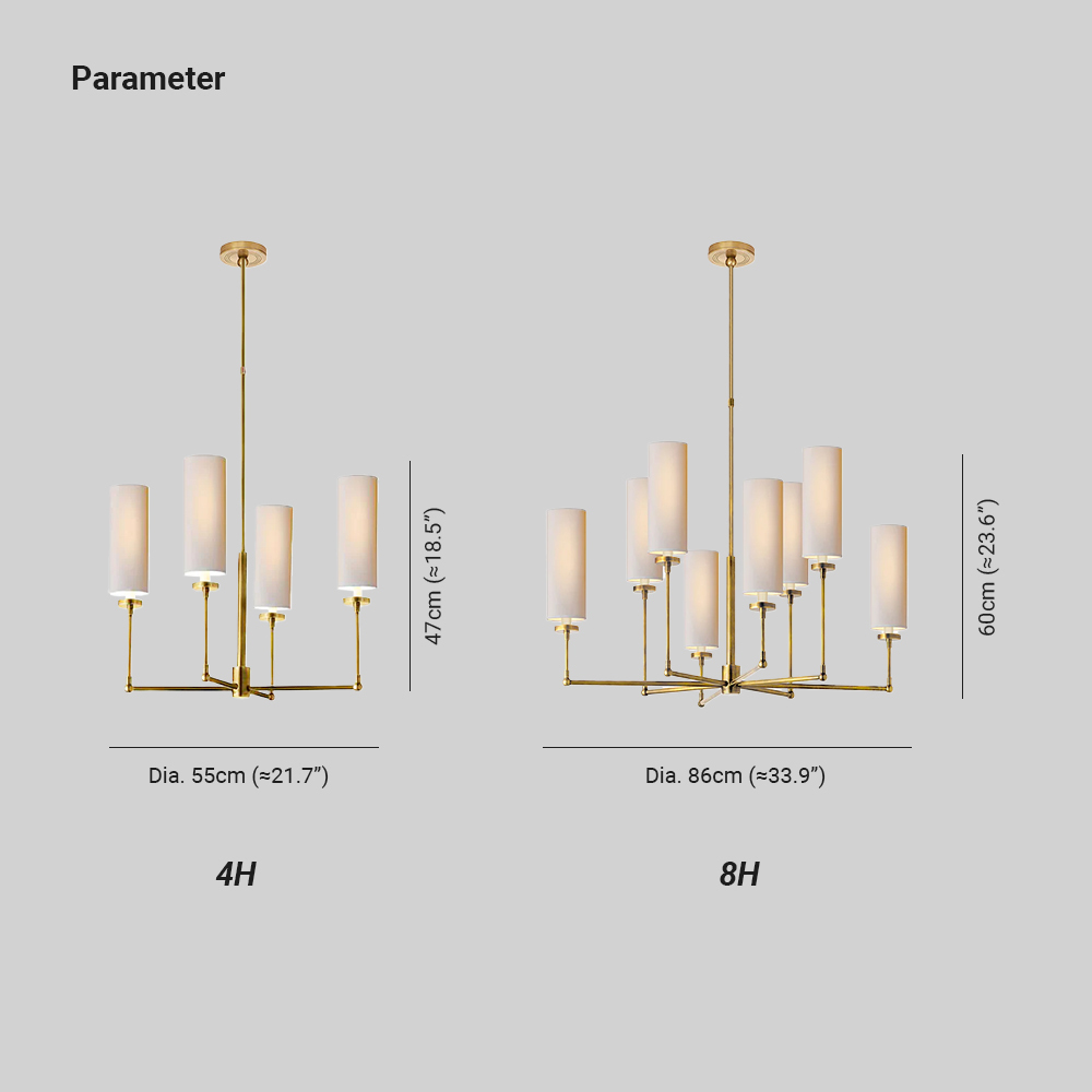 Alessio Modern Classical Brass Fabric Chandelier Shades Living Dining Room