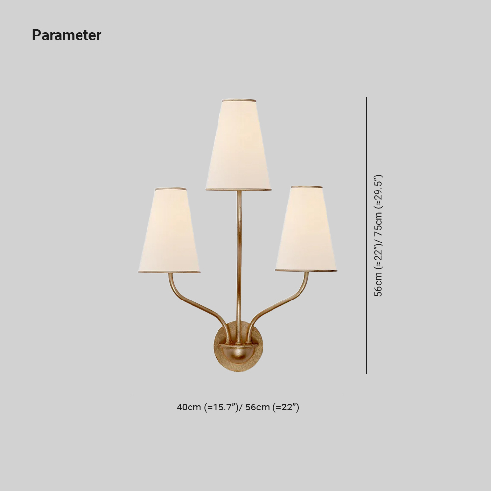 Alessio Vintage Classical Brass Fabric Wall Light Bedroom Hallway Living Room