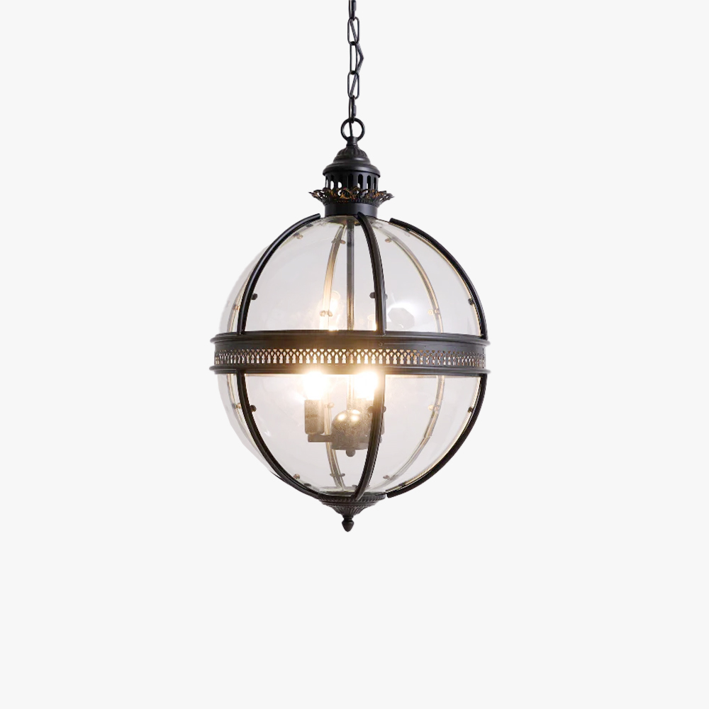Alessio Vintage Glass Metal Black Pendant Light Dining Room Bedroom