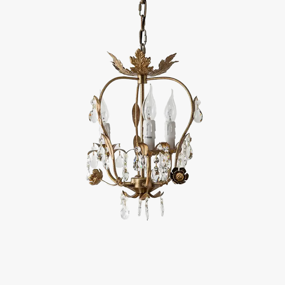 Alessio Vintage Gold Crystal Metal Pendant Light Dining Room Bedroom