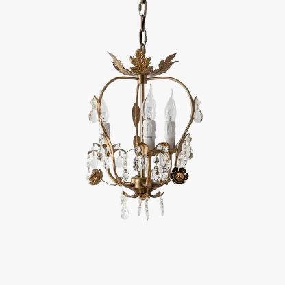 Alessio Vintage Gold Crystal Metal Pendant Light Dining Room Bedroom