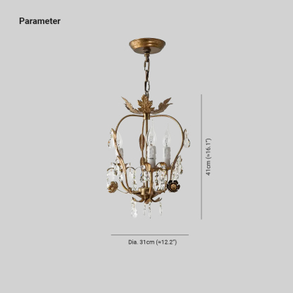 Alessio Vintage Gold Crystal Metal Pendant Light Dining Room Bedroom