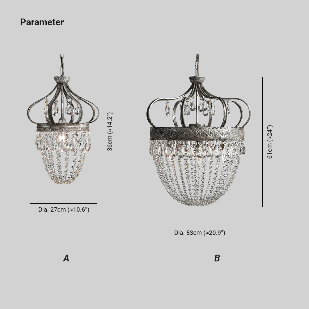 Marilyn Nordic Crystal Metal Silver Gold Pendant Light Dining Room Bedroom