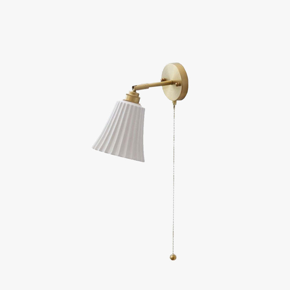 Meza Modern Ceramic Wall Lamp, pull cord, bedroom lighting