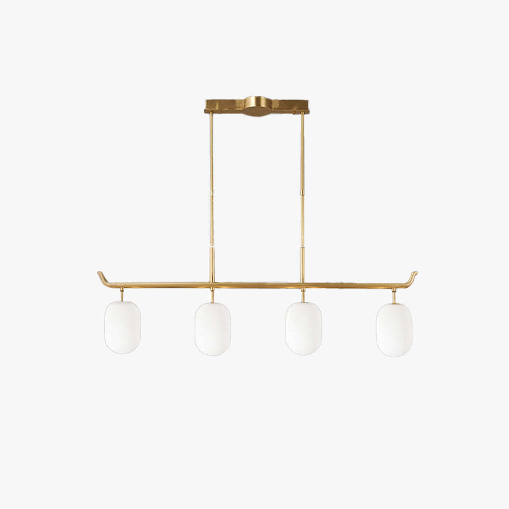 Valentina Modern Metal Glass Linear Lantern Chandelier Dining Room