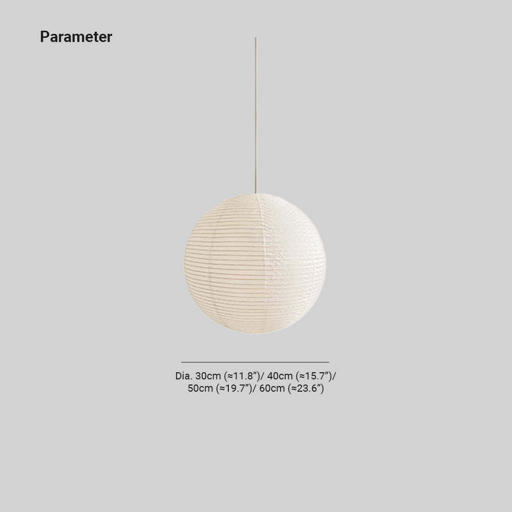 Ritta Japanese Pendant Light dimensions, spherical paper lamp